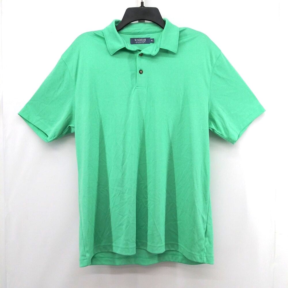 Windham Pointe Polo Shirt Mens Size M Green Collared Short Sleeve Golf Walking